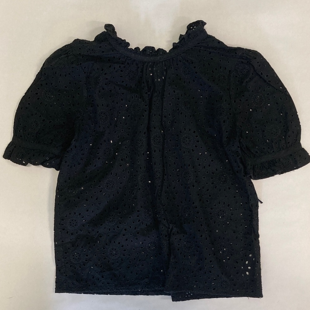 Madewell Eyelet Embroidered Ruffle-Neck Keyhole Top